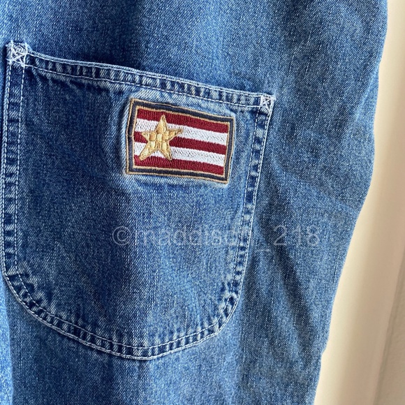 Vintage Overalls size Large women’s Embroidered American Flag Straight Leg L - Picture 9 of 12
